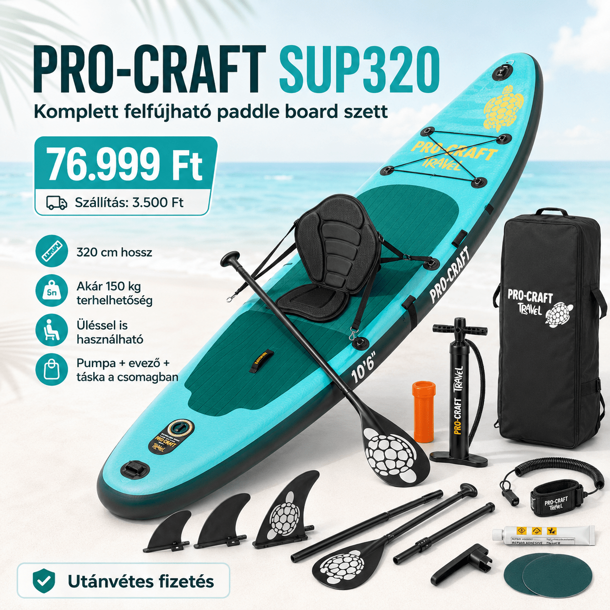 PRO - CRAFT SUP320 Felfújható Paddle Board Szett - | Cyber Bazaar