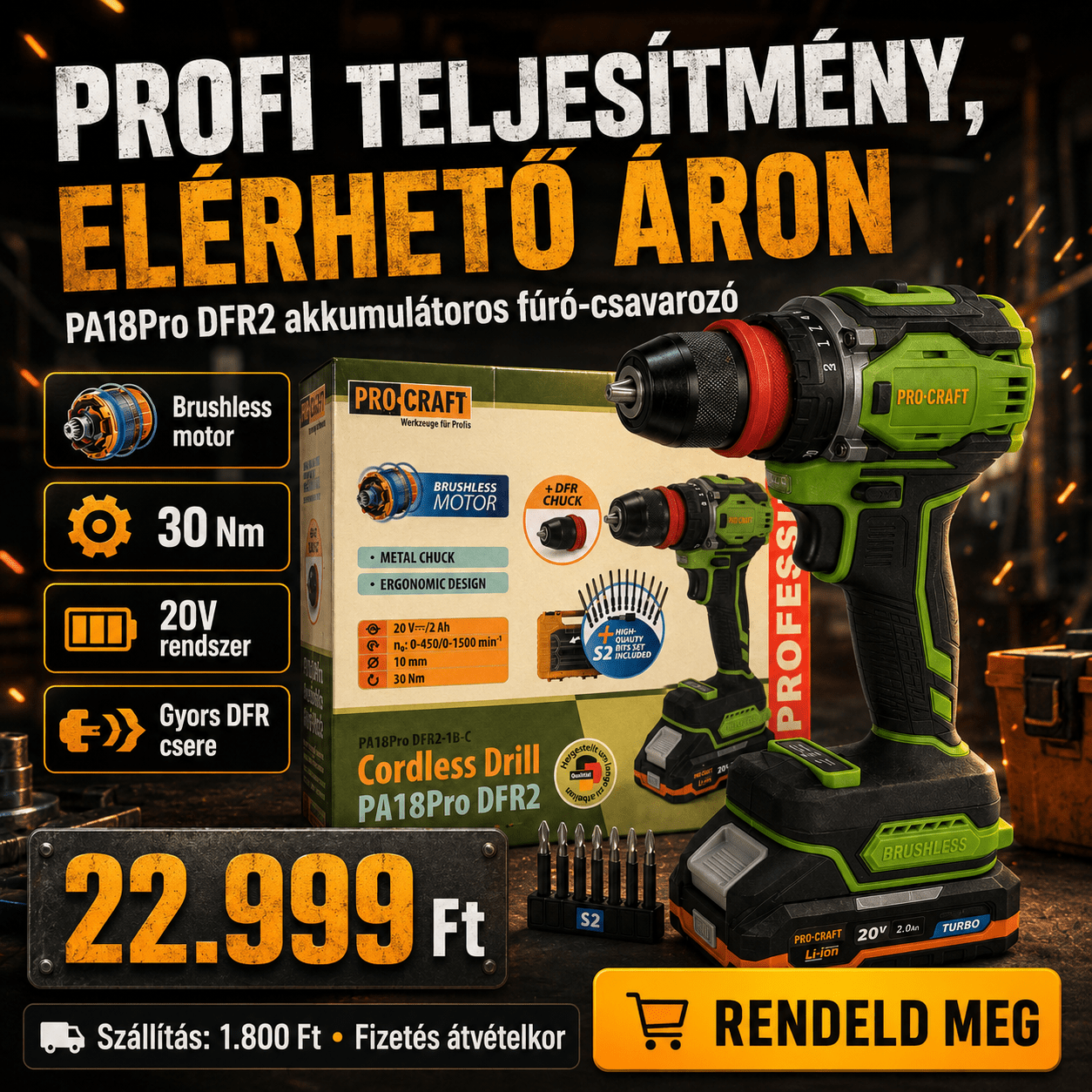 PROCRAFT Akku Fúró - Csavarozó - | Cyber Bazaar