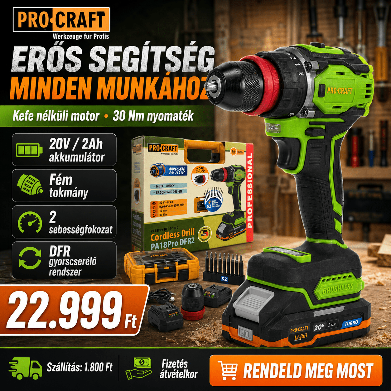 PROCRAFT Akku Fúró - Csavarozó - | Cyber Bazaar