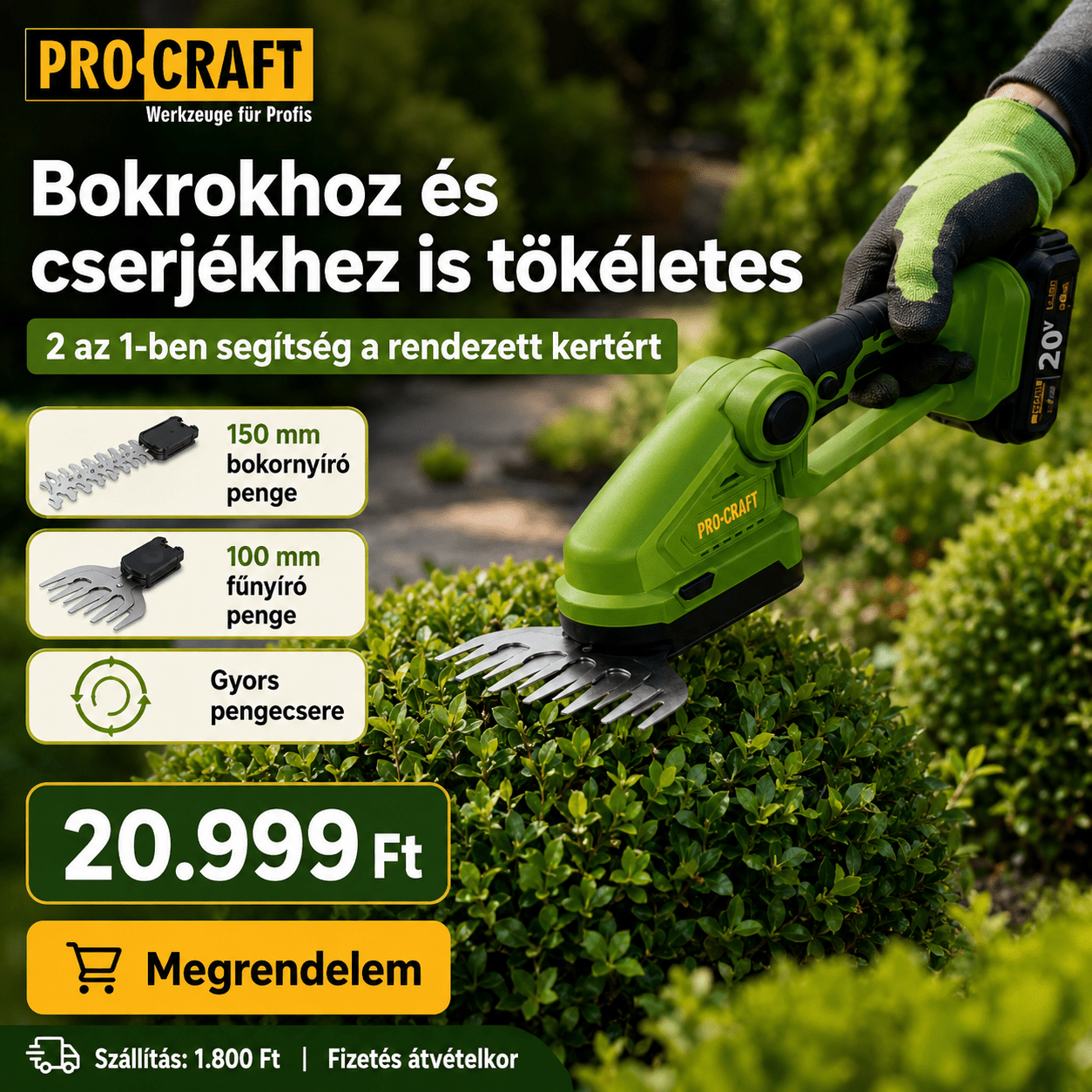 PROCRAFT Akkumulátoros Fű - és Bokornyíró - | Cyber Bazaar