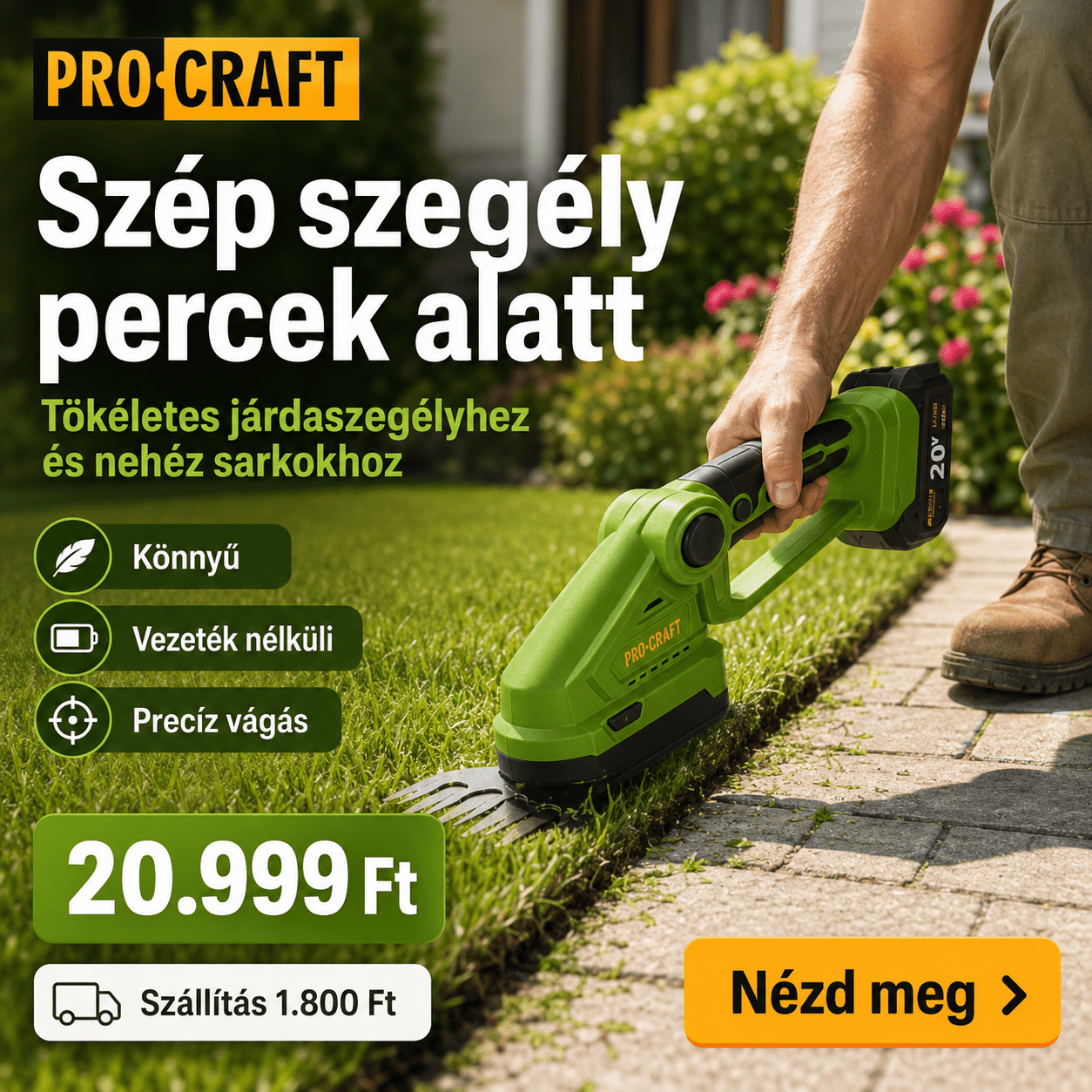 PROCRAFT Akkumulátoros Fű - és Bokornyíró - | Cyber Bazaar