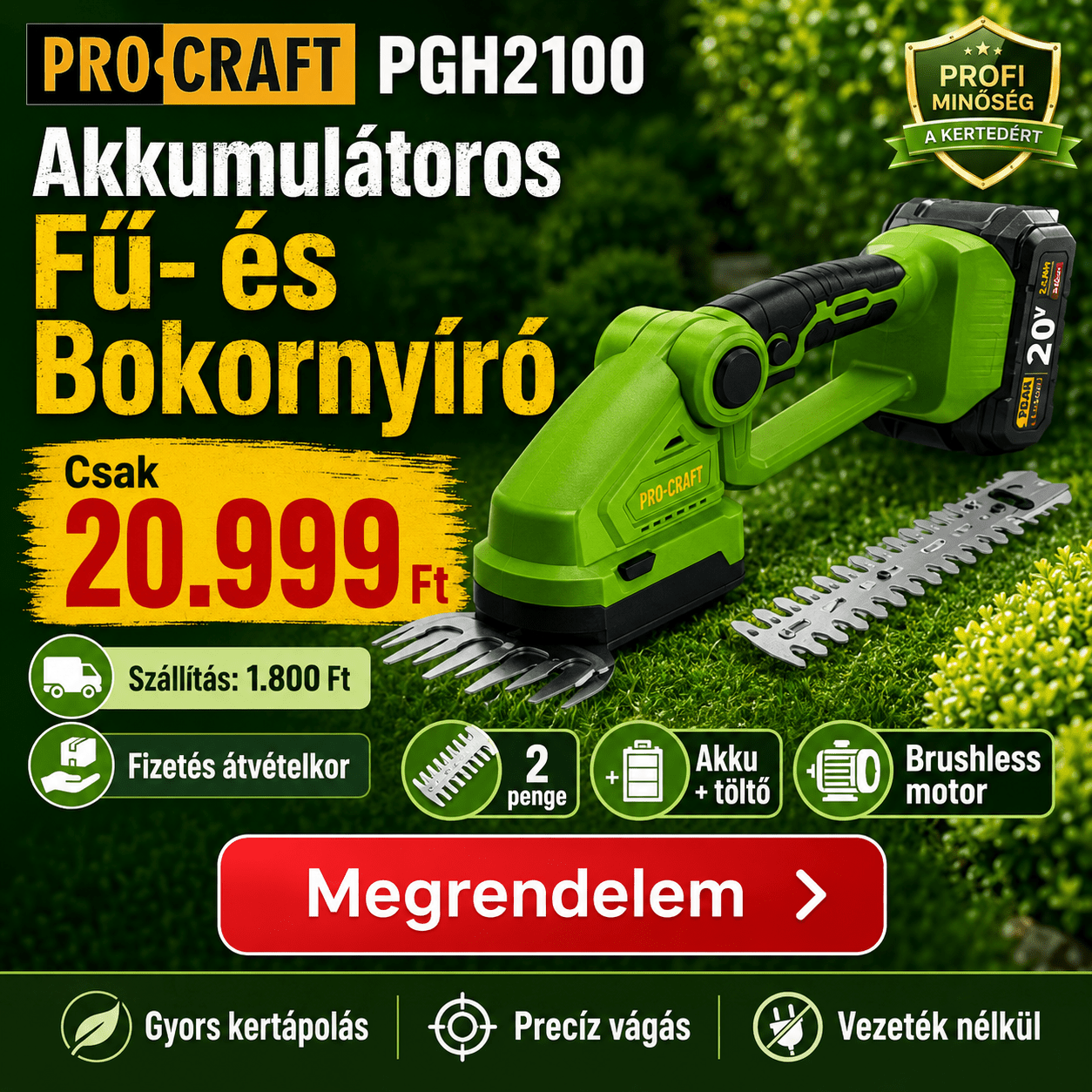 PROCRAFT Akkumulátoros Fű - és Bokornyíró - | Cyber Bazaar