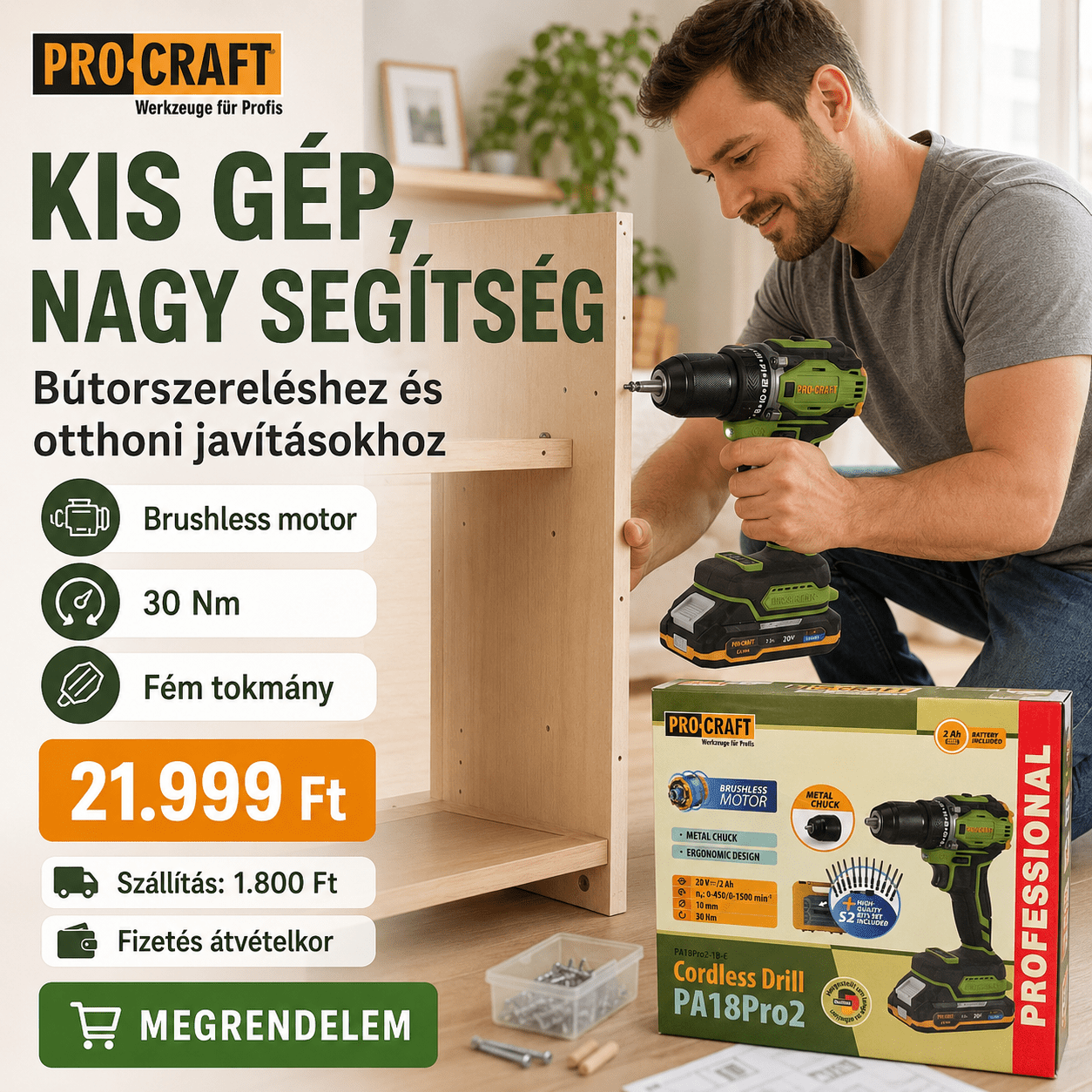 PROCRAFT Akkumulátoros Fúró - | Cyber Bazaar