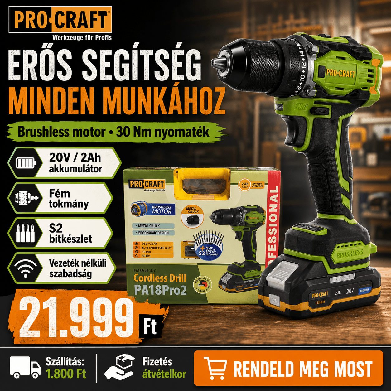 PROCRAFT Akkumulátoros Fúró - | Cyber Bazaar