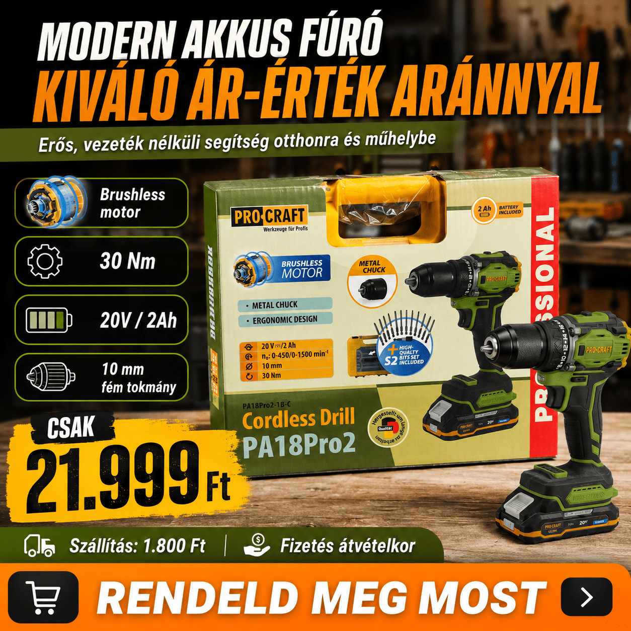PROCRAFT Akkumulátoros Fúró - | Cyber Bazaar