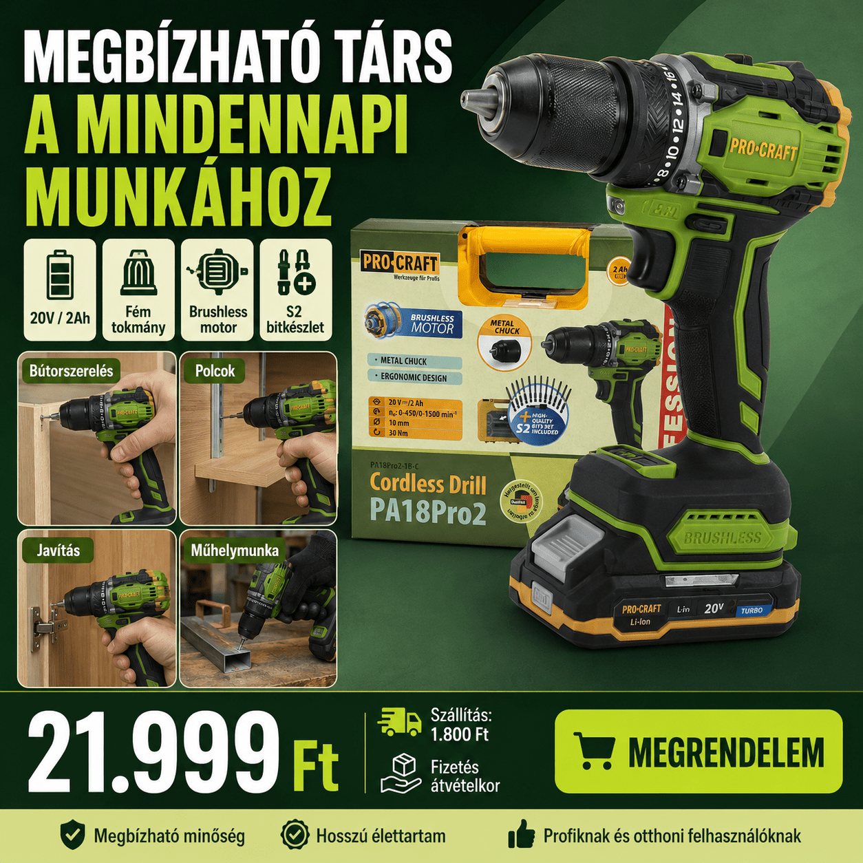 PROCRAFT Akkumulátoros Fúró - | Cyber Bazaar