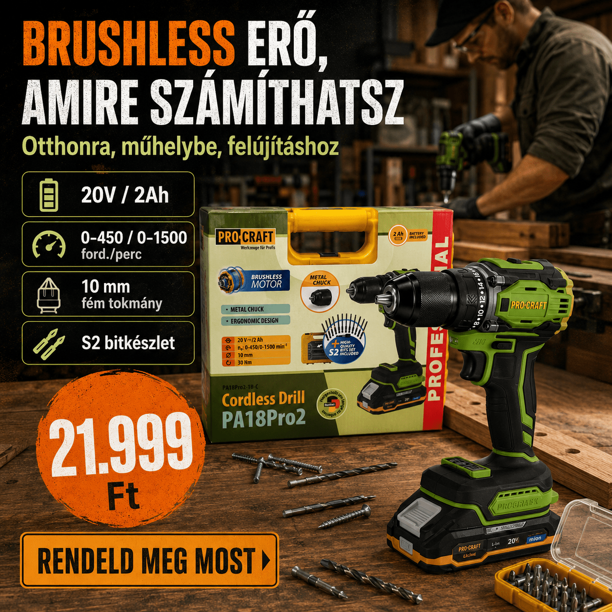 PROCRAFT Akkumulátoros Fúró - | Cyber Bazaar