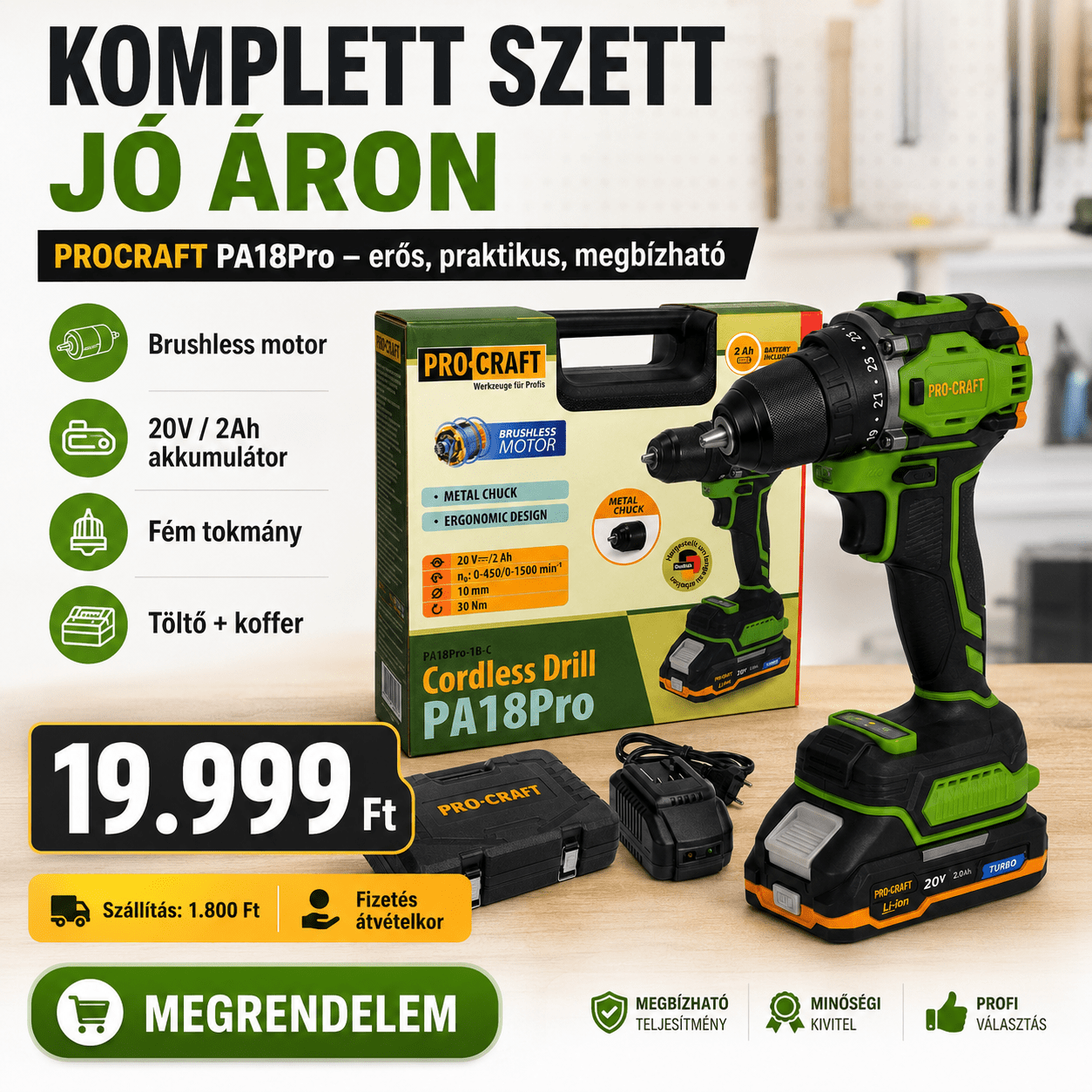 PROCRAFT Akkumulátoros Fúró - Csavarozó - | Cyber Bazaar