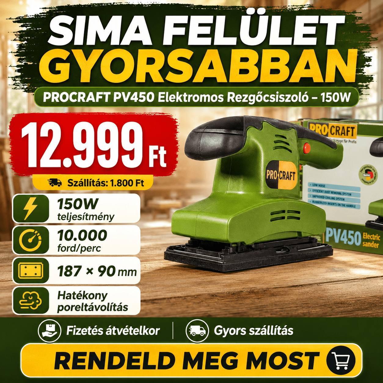 PROCRAFT Elektromos Rezgőcsiszoló - | Cyber Bazaar
