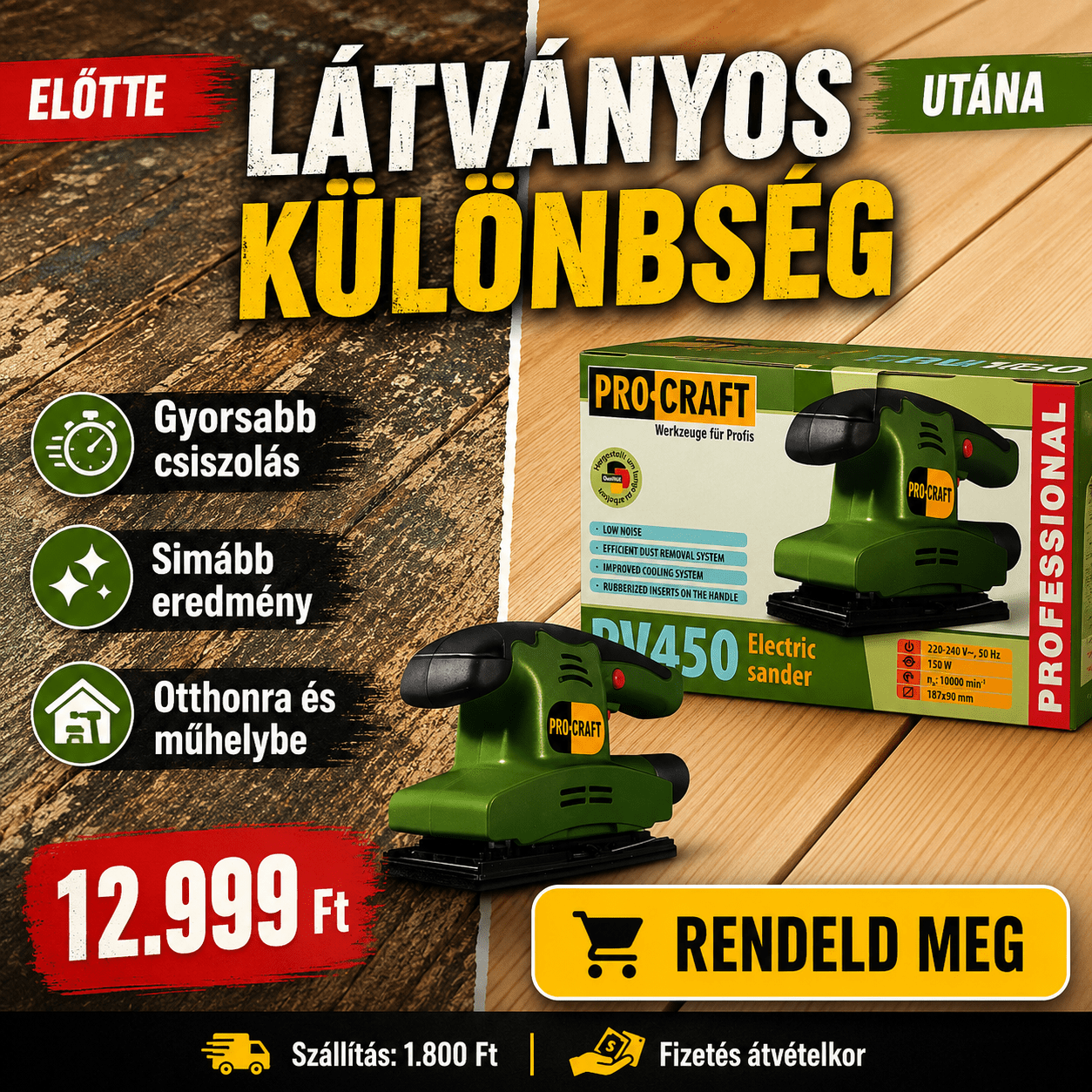 PROCRAFT Elektromos Rezgőcsiszoló - | Cyber Bazaar