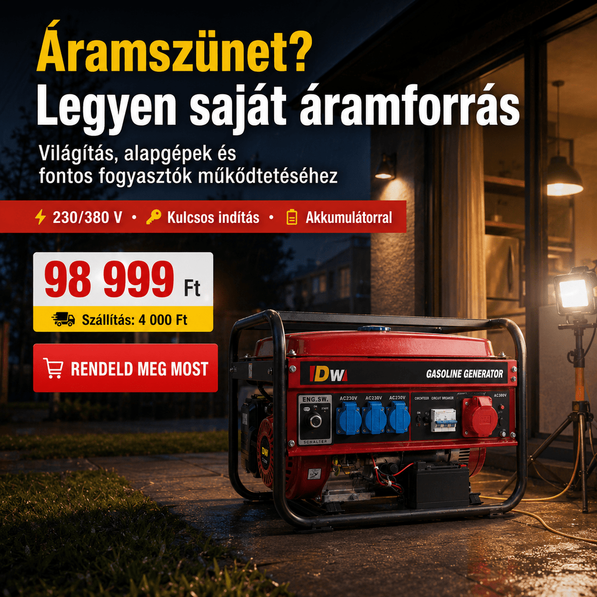 Professzionális Benzines Áramfejlesztő - | Cyber Bazaar