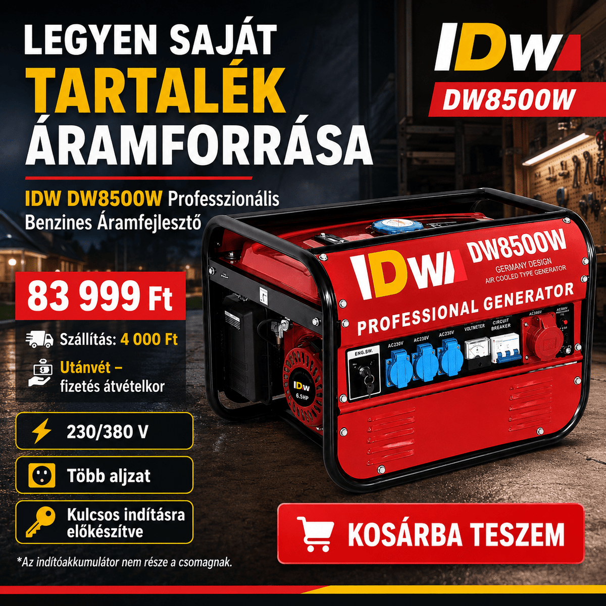 Professzionális Benzines Áramfejlesztő - | Cyber Bazaar
