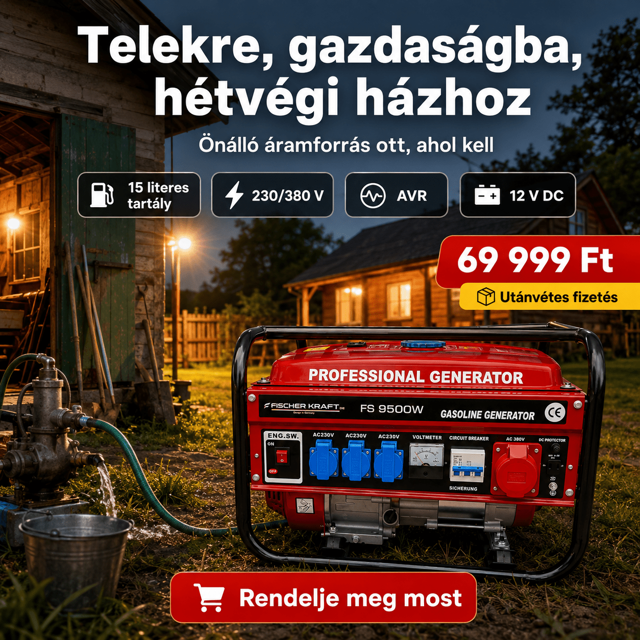 Professzionális Benzines Generátor Fischer Kraft - | Cyber Bazaar