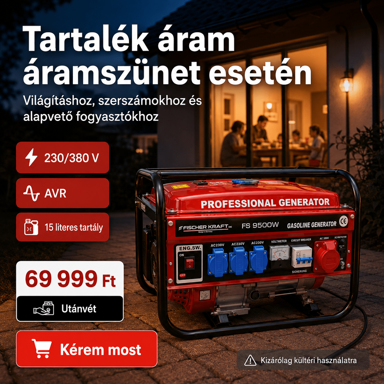 Professzionális Benzines Generátor Fischer Kraft - | Cyber Bazaar
