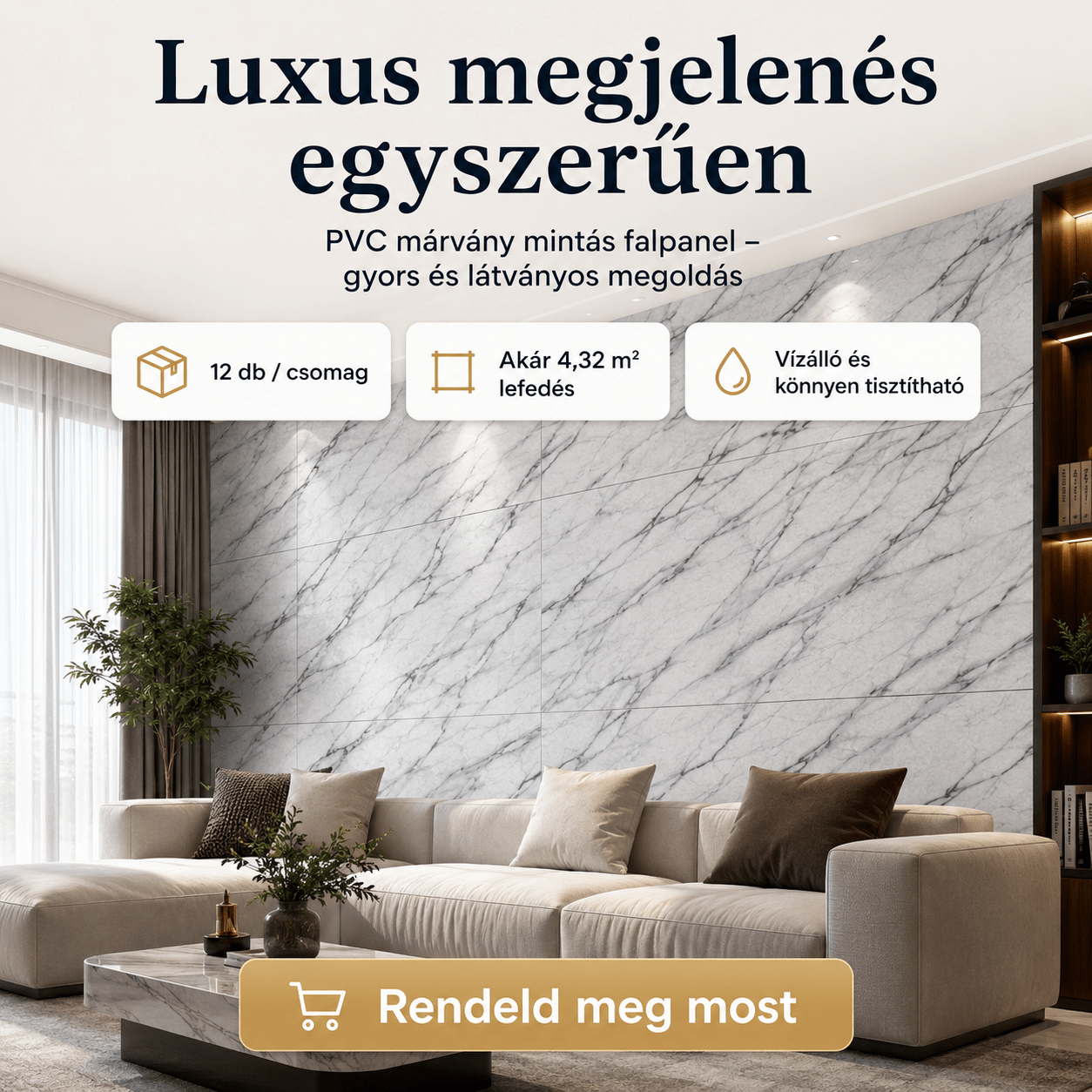 PVC Márvány Mintás Falpanel – 12 Darabos Csomag - | Cyber Bazaar