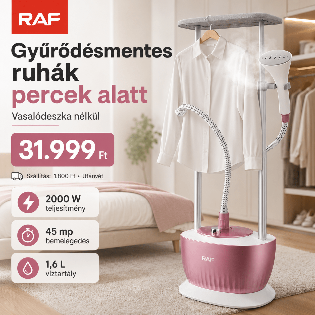 Raf 2000 W álló Ruhagőzölő - | Cyber Bazaar
