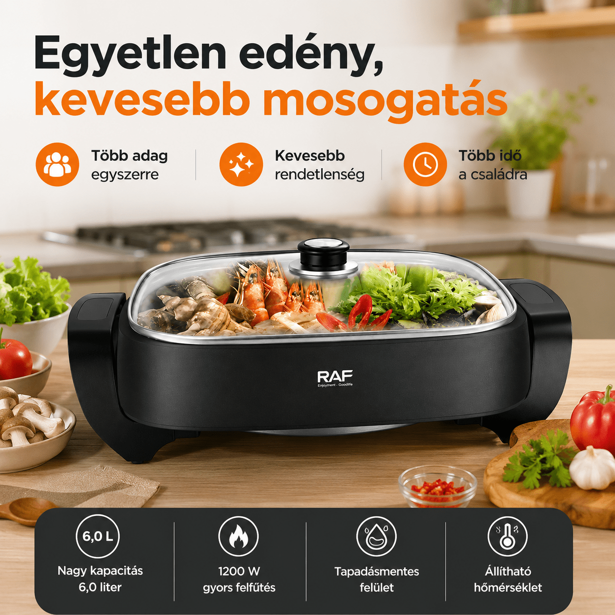RAF 6,0 L Elektromos Hot Pot - | Cyber Bazaar