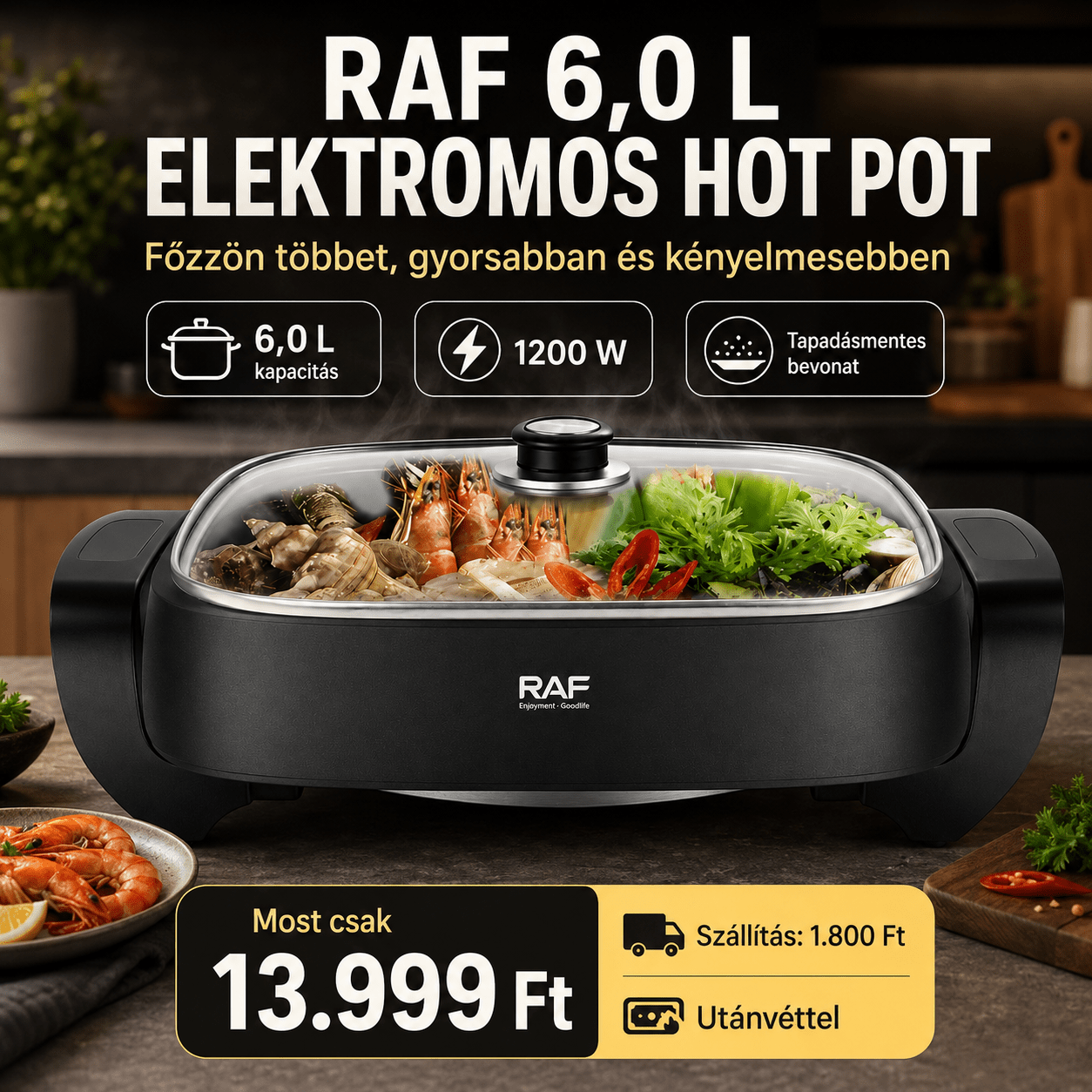 RAF 6,0 L Elektromos Hot Pot - | Cyber Bazaar
