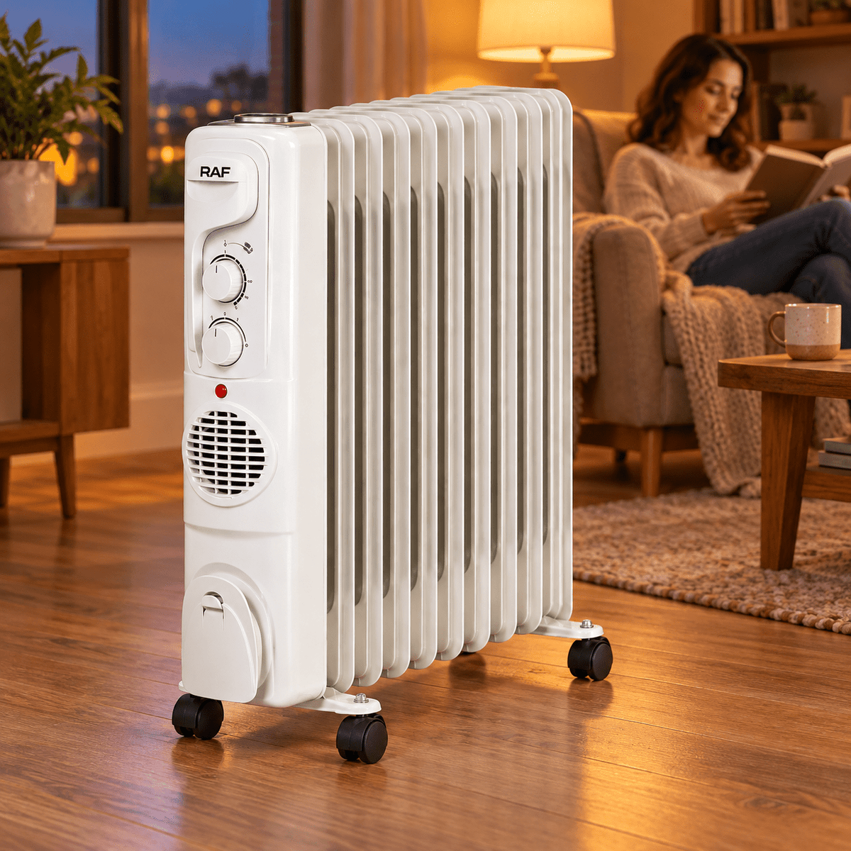 RAF R.1129W 11 tagú olajradiátor ventilátorral – fehér - Olajradiátorok | Cyber Bazaar