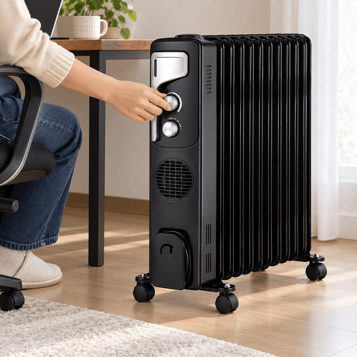 RAF R.1329B 13 tagú olajradiátor ventilátorral – fekete - Olajradiátorok | Cyber Bazaar
