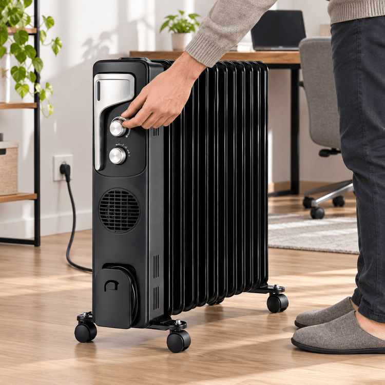 RAF R.1329B 13 tagú olajradiátor ventilátorral – fekete - Olajradiátorok | Cyber Bazaar
