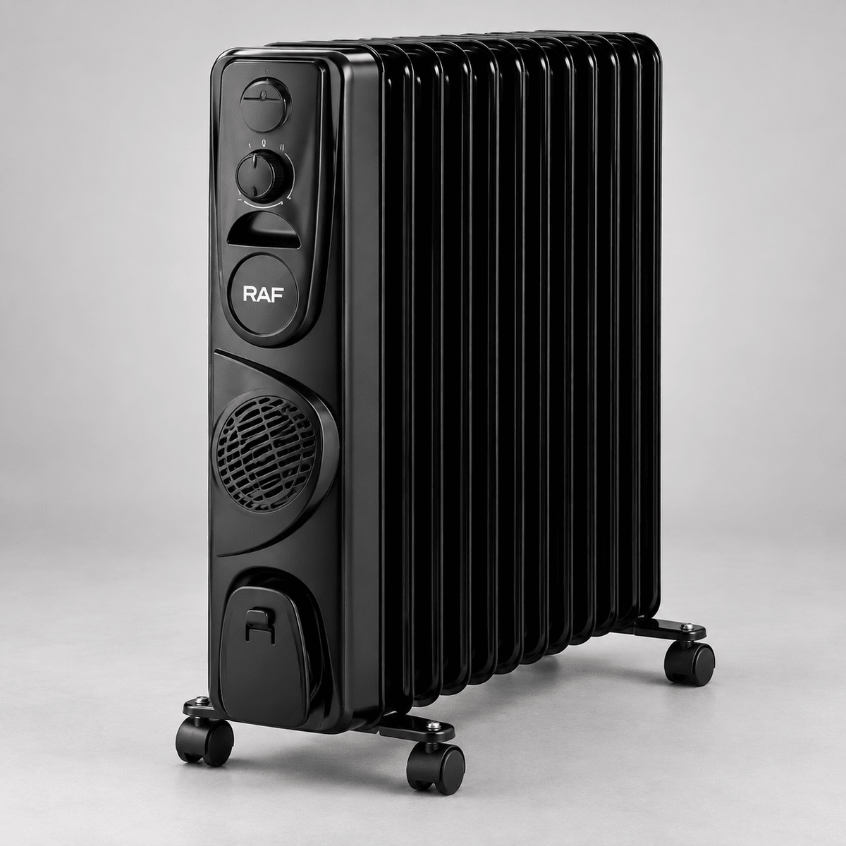 RAF R.1331B 13 tagú olajradiátor ventilátorral – fekete - Olajradiátorok | Cyber Bazaar