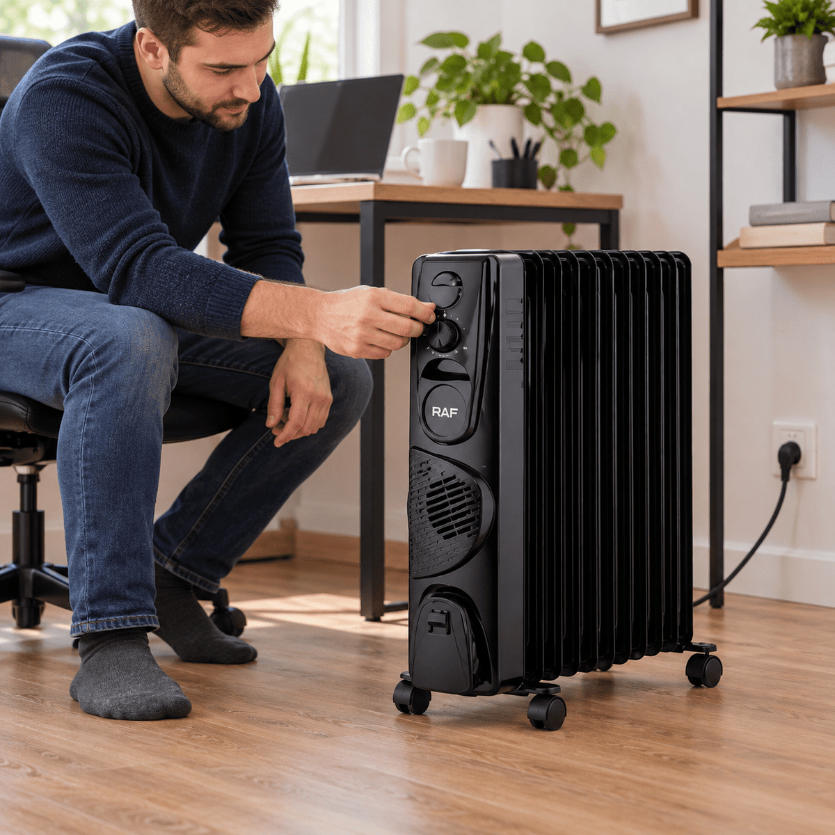RAF R.1331B 13 tagú olajradiátor ventilátorral – fekete - Olajradiátorok | Cyber Bazaar