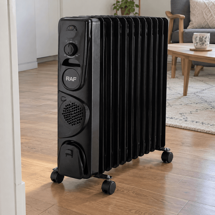 RAF R.1331B 13 tagú olajradiátor ventilátorral – fekete - Olajradiátorok | Cyber Bazaar