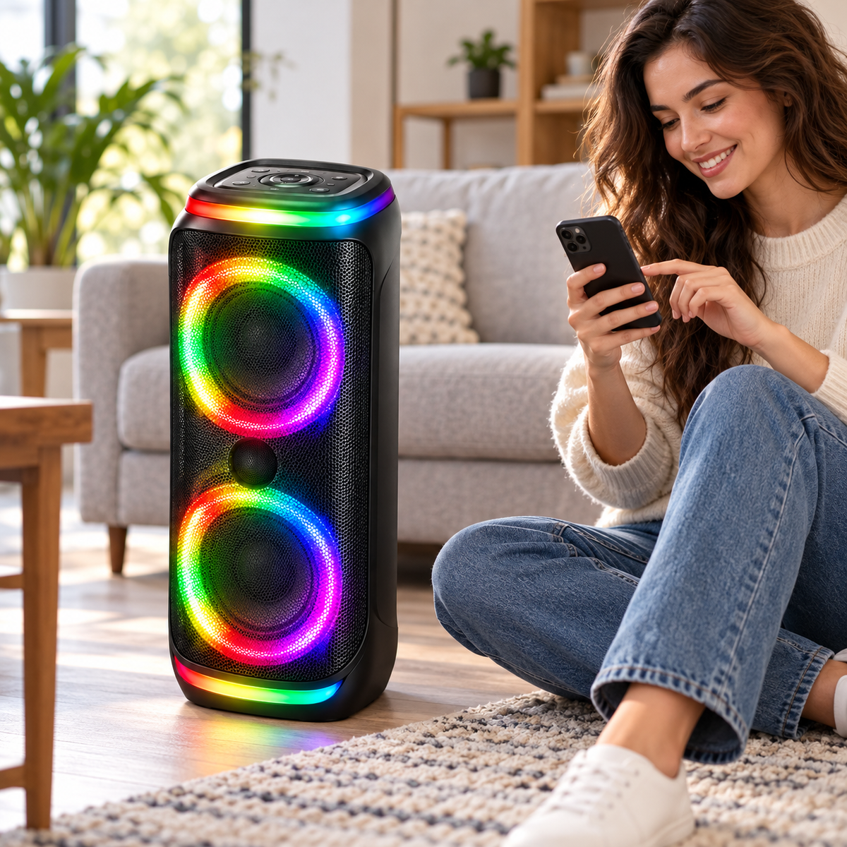 RGB Bluetooth party hangszóró – 2 × 8″ - Hangszórók és rádiók | Cyber Bazaar