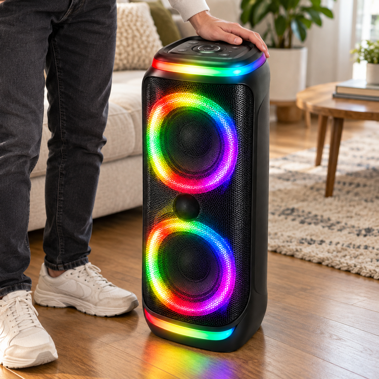 RGB Bluetooth party hangszóró – 2 × 8″ - Hangszórók és rádiók | Cyber Bazaar