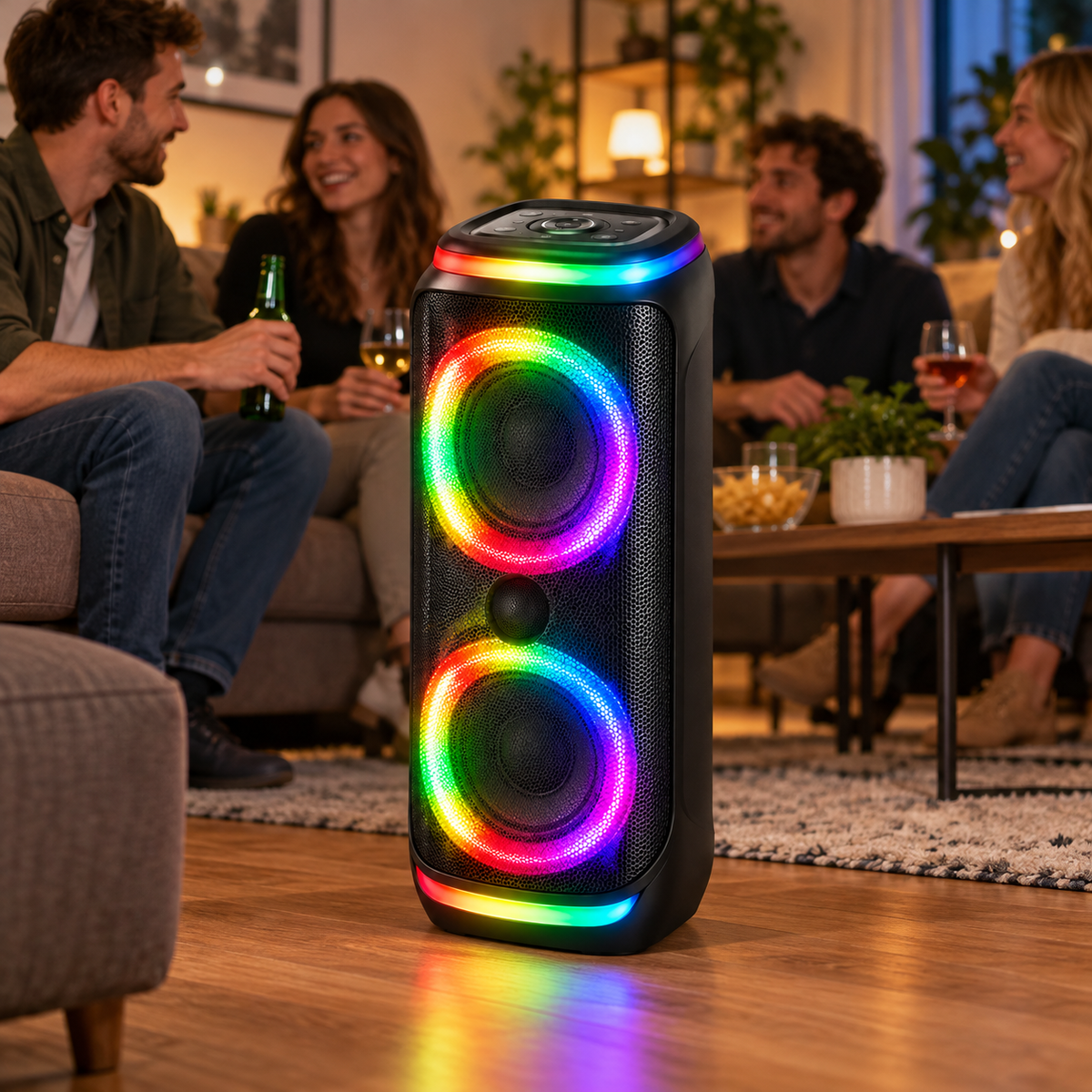 RGB Bluetooth party hangszóró – 2 × 8″ - Hangszórók és rádiók | Cyber Bazaar