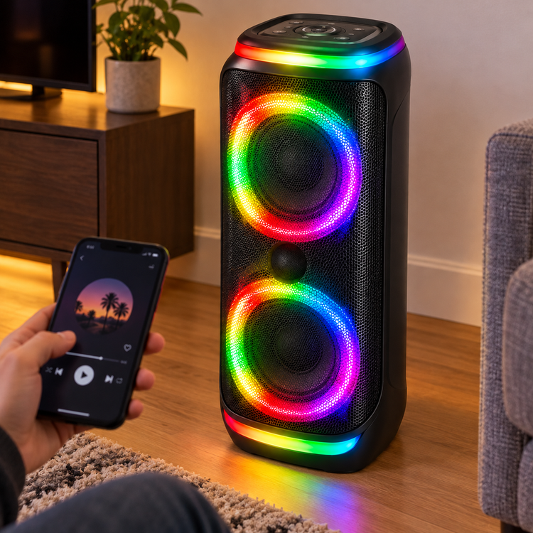 RGB Bluetooth party hangszóró – 2 × 8″ - Hangszórók és rádiók | Cyber Bazaar