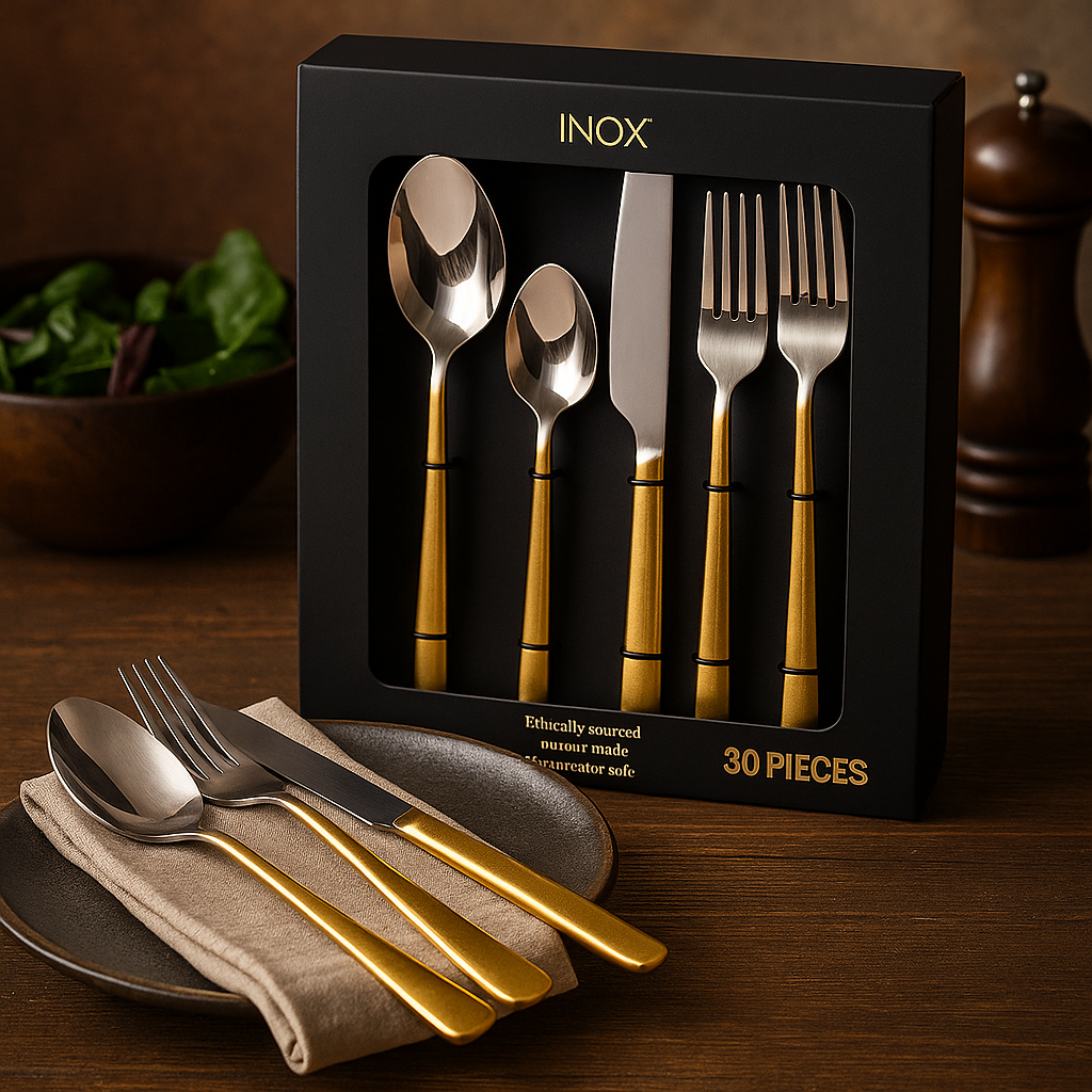 30 Db Aranyszegélyes Evőeszköz Készlet