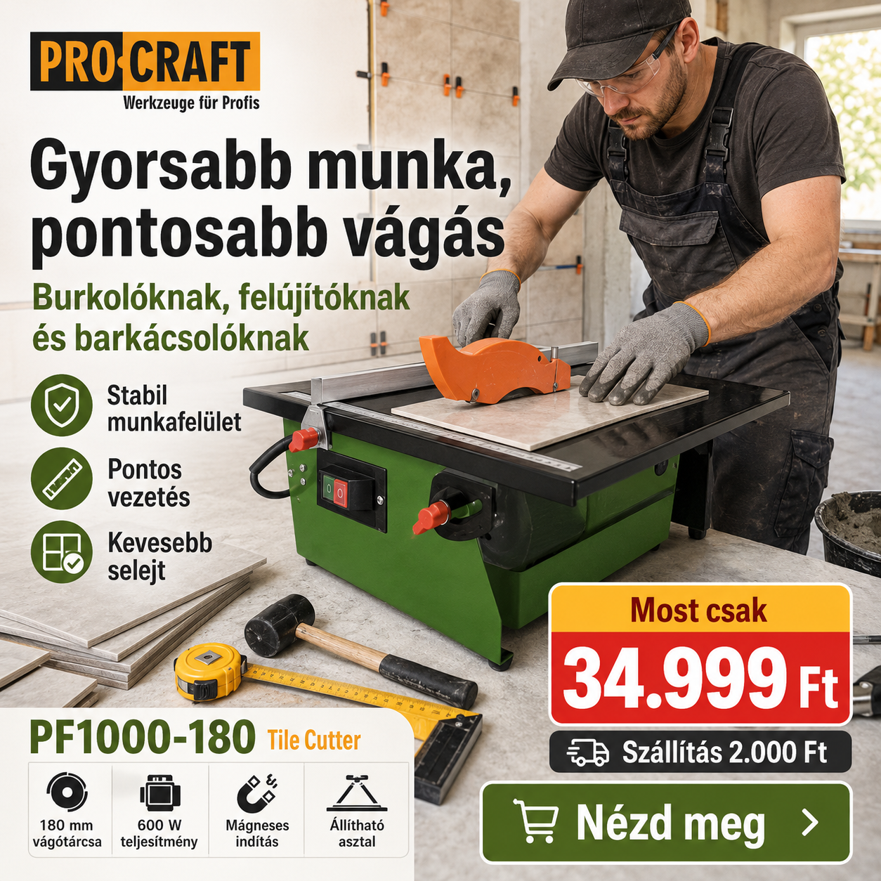 Procraft Csempevágó Gép