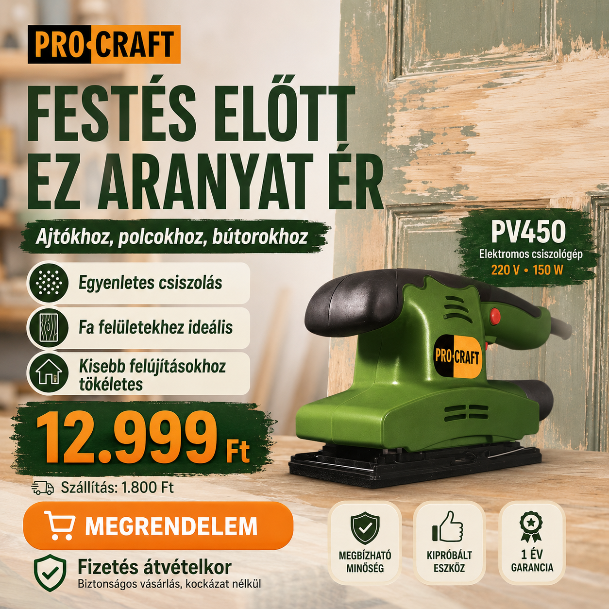 PROCRAFT Elektromos Rezgőcsiszoló