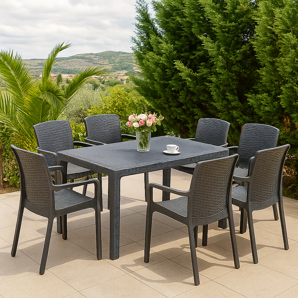 Rattan ÉtkezőGarnitúra + 6Prémium Szék