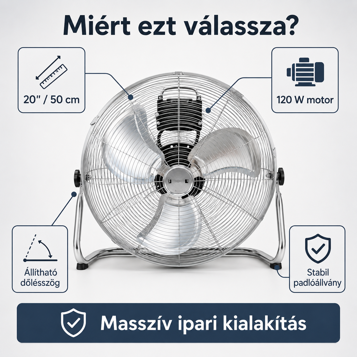 Ipari 20" Padlóventilátor