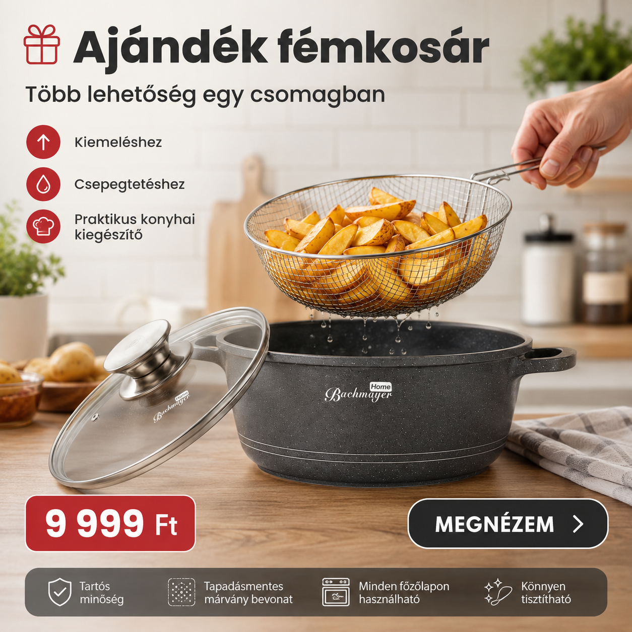 Buchmayer 24 cm Prémium Tapadásmentes Lábas