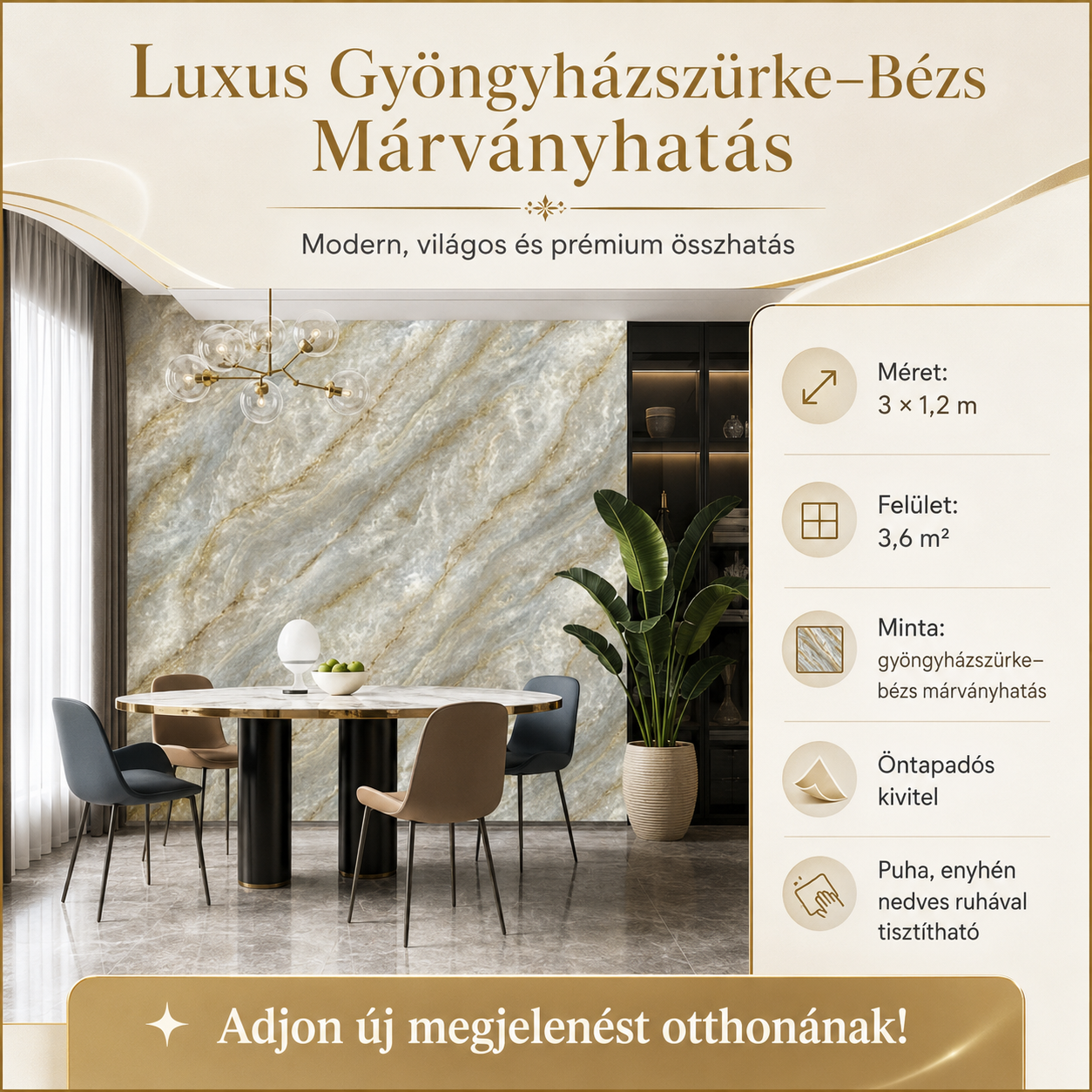 Bézs Márványhatású Öntapadós Falmatrica