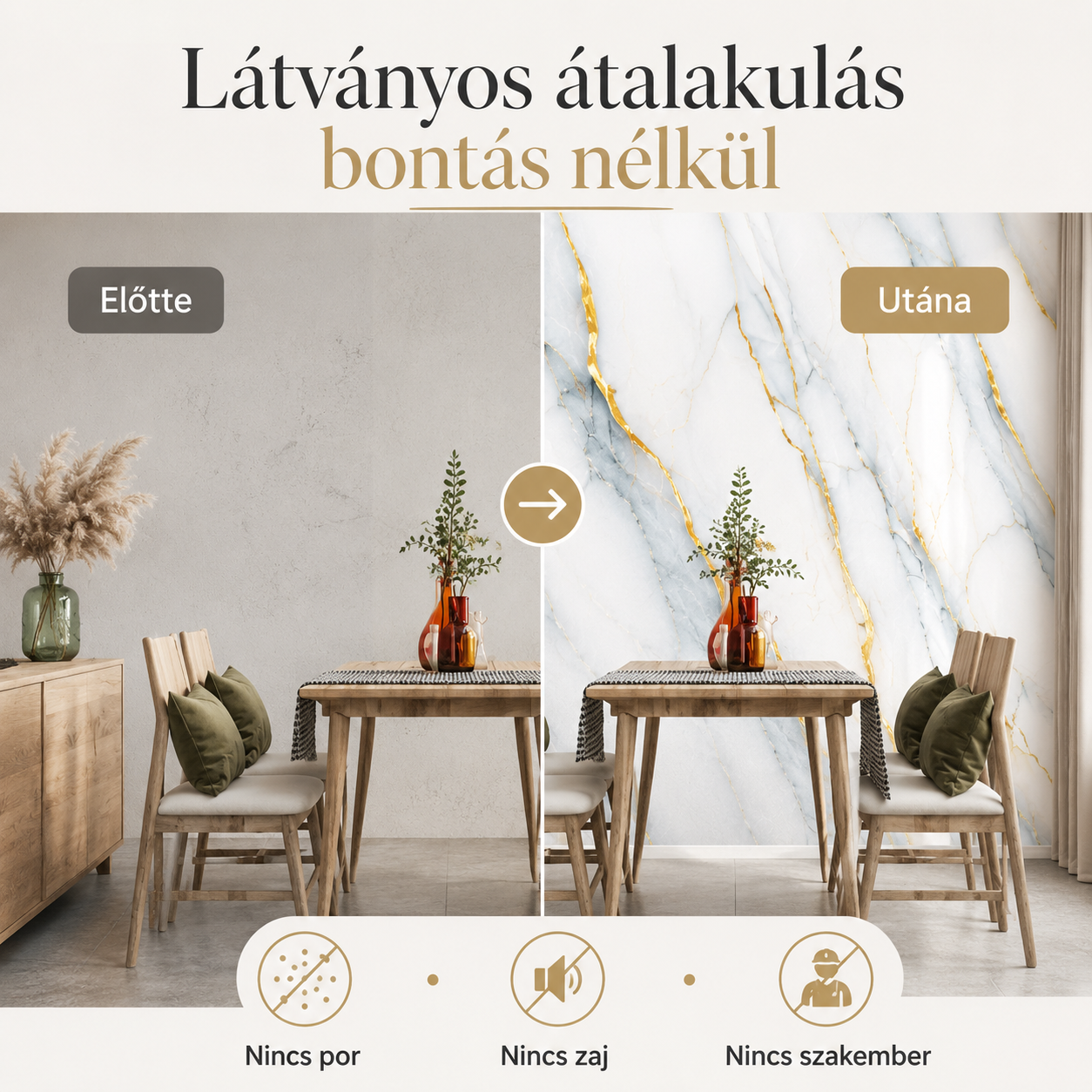 Márványhatású Öntapadós Falmatrica 3 m × 1,2 m