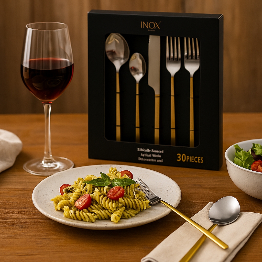 30 Db Aranyszegélyes Evőeszköz Készlet