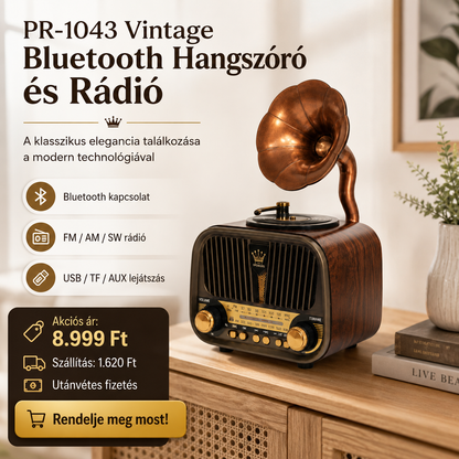 Vintage Bluetooth Hangszóró és Rádió