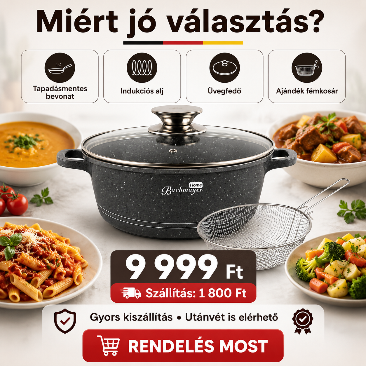 Buchmayer 24 cm Prémium Tapadásmentes Lábas