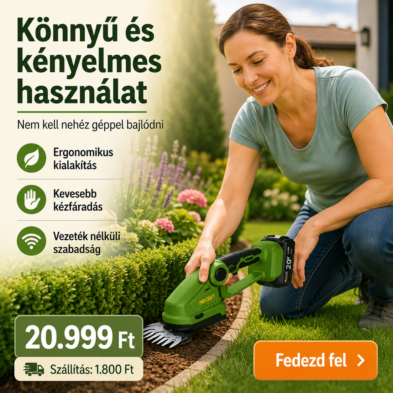 PROCRAFT Akkumulátoros Fű- és Bokornyíró