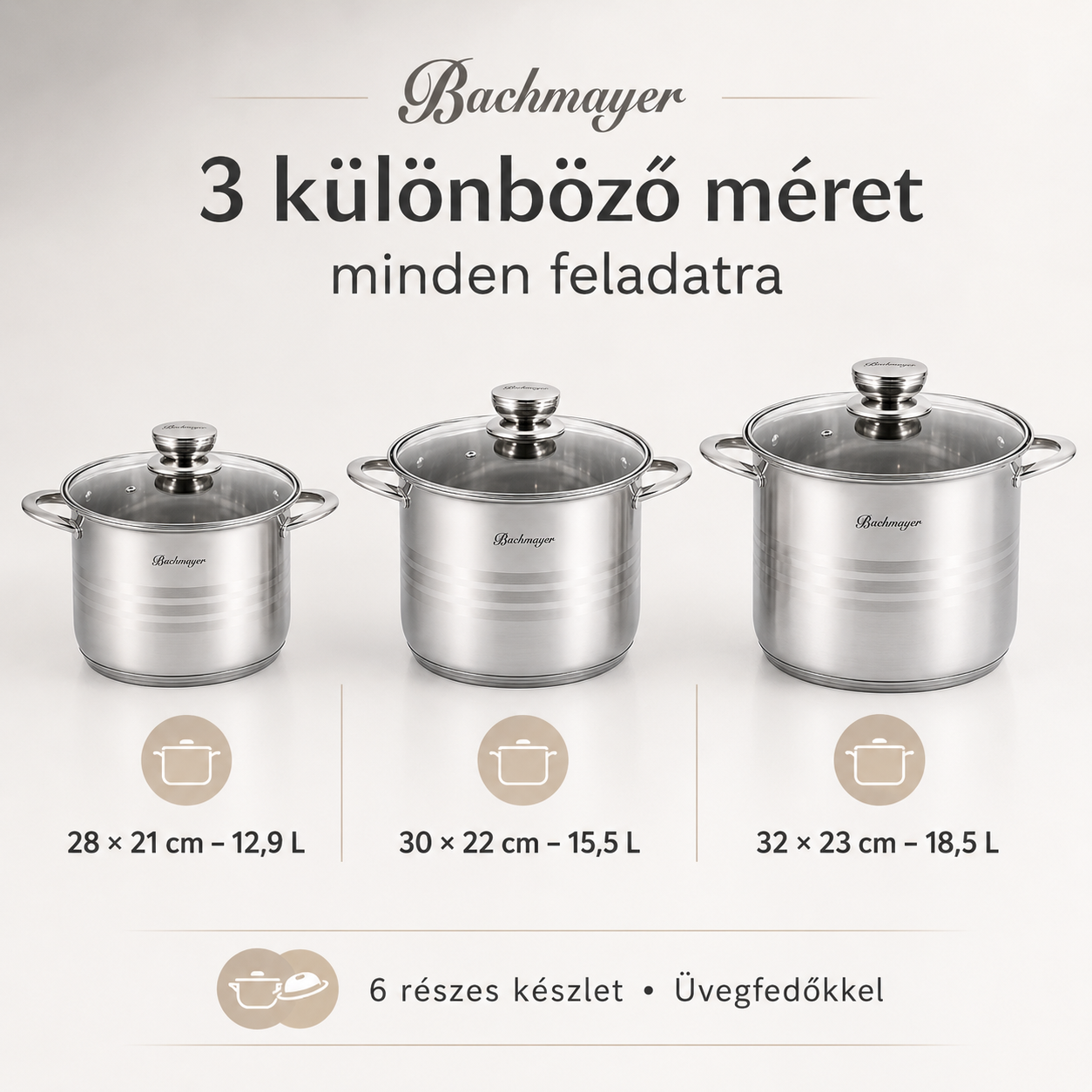 Bachmayer Prémium Rozsdamentes Acél Fazékkészlet