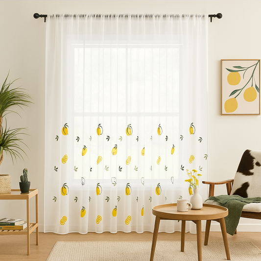 Citrommintás Dekoratív Függöny – 280x250 cm