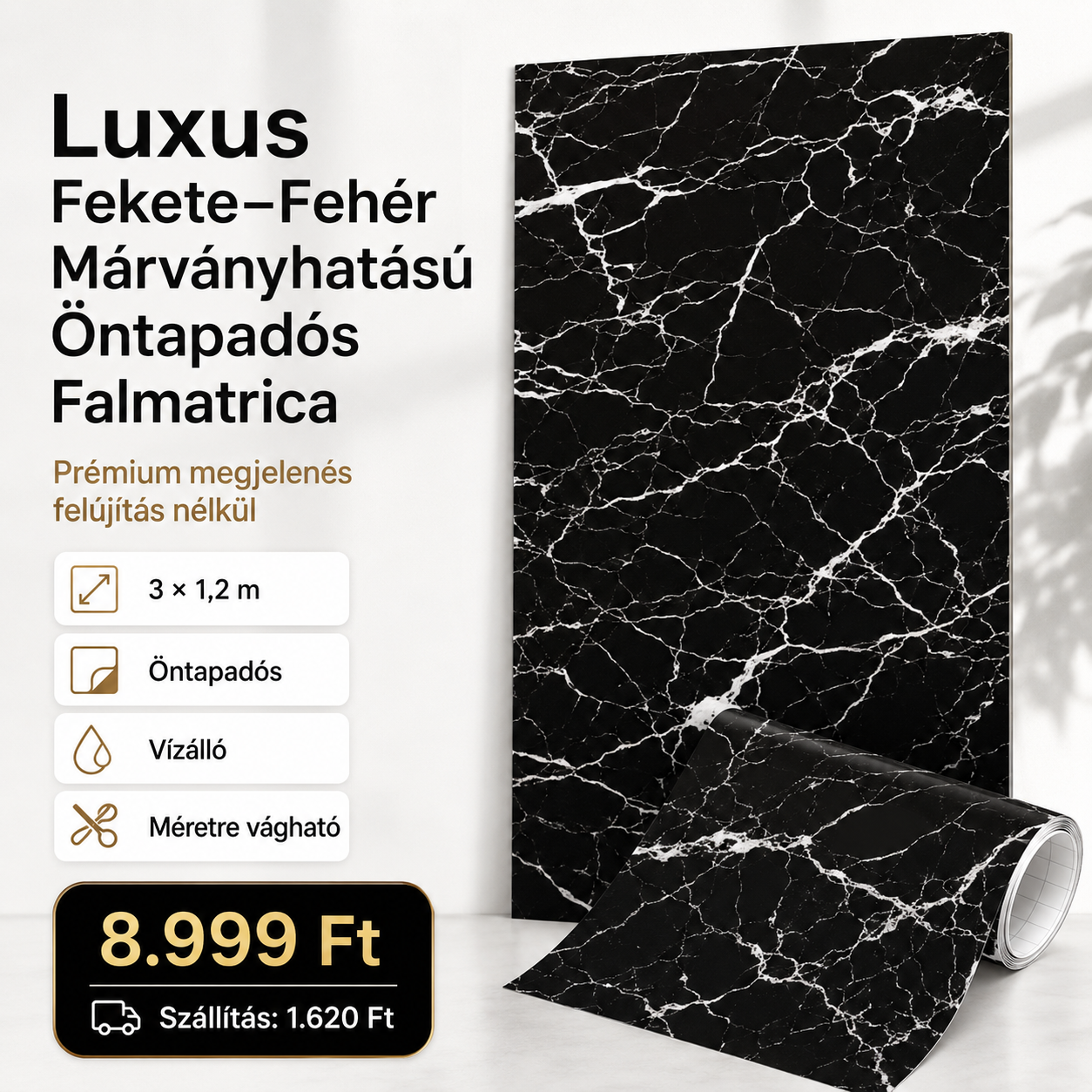 Márványhatású Öntapadós Falmatrica 3 × 1,2 m