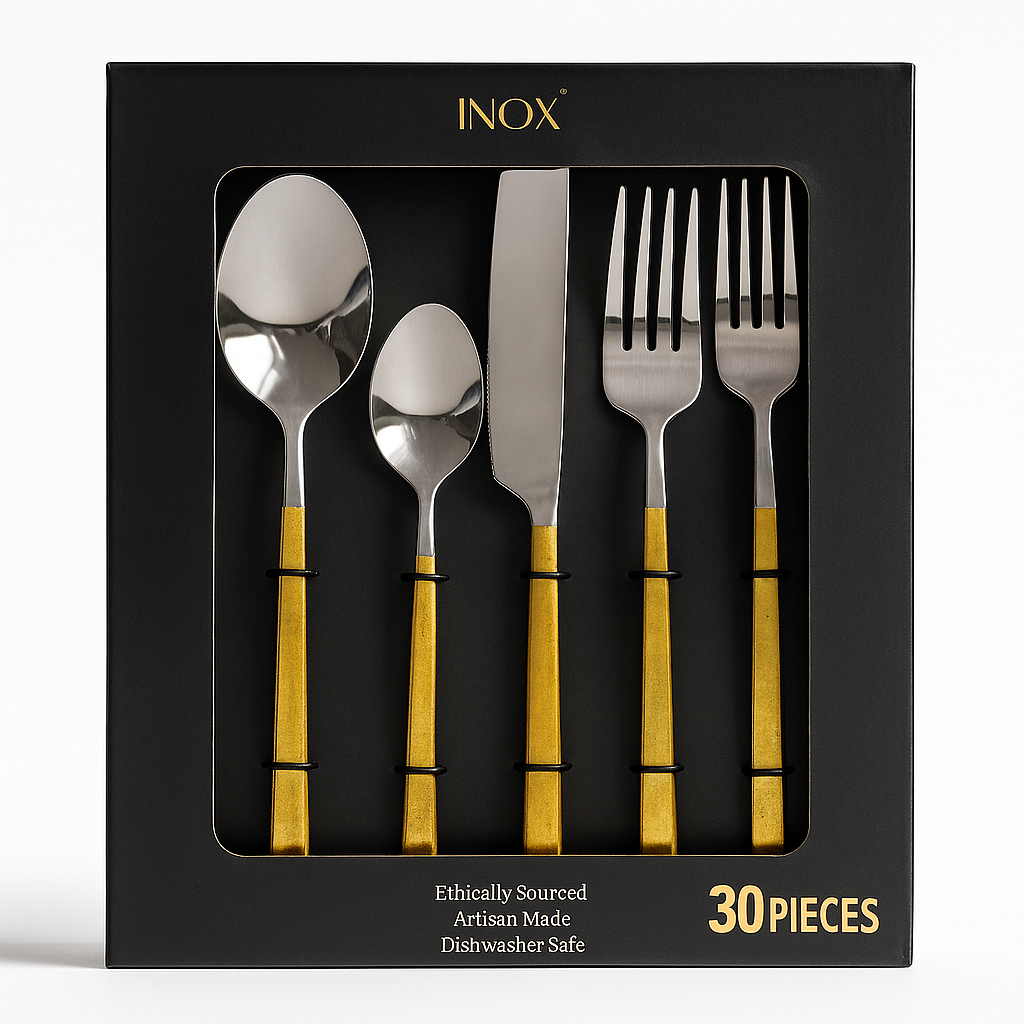 30 Db Aranyszegélyes Evőeszköz Készlet