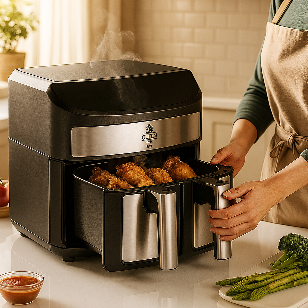 Dupla Kosaras Forrólevegős Sütő