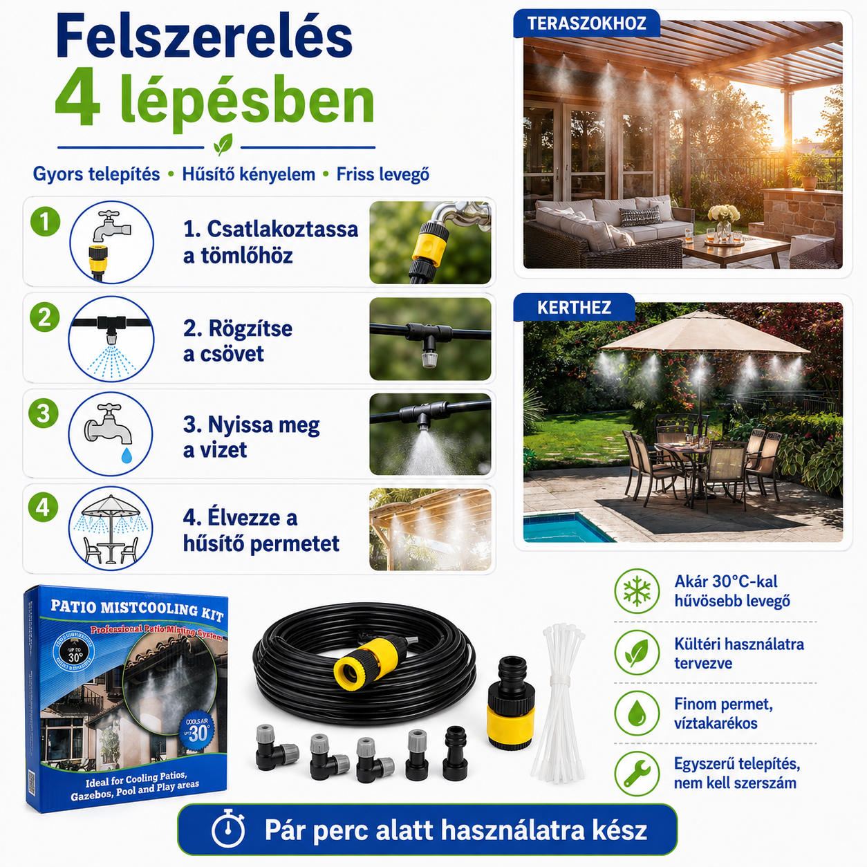 Terasz Hűtőrendszer Vízpermettel